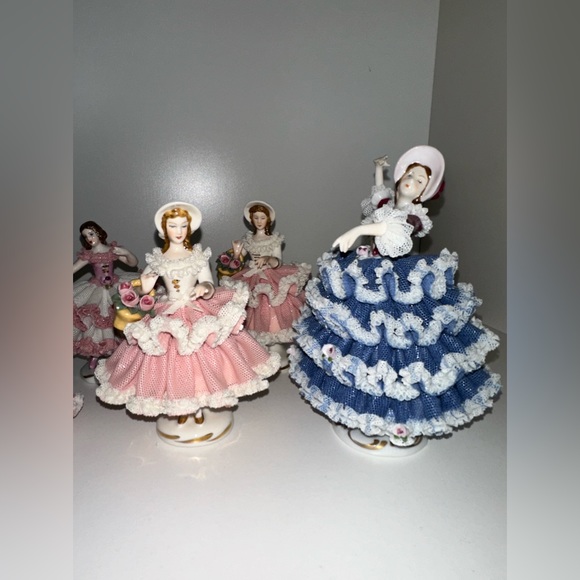Handmade Porcelain Lace Figurine set with stamps: W-Germany, Karl Klette Dresden - Picture 4 of 10